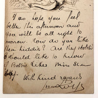 Hand-drawn Pen and Ink 'I so hope you feel better' 1906 Postcard