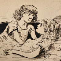 Hand-drawn Pen and Ink 'I so hope you feel better' 1906 Postcard