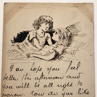 Hand-drawn Pen and Ink 'I so hope you feel better' 1906 Postcard