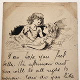 Hand-drawn Pen and Ink 'I so hope you feel better' 1906 Postcard