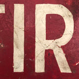 Red and White Hand-painted Fire Exit Arrow Sign with Perfect Patina