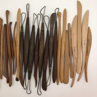 Lot of Wooden Clay Sculpting Tools, Mostly Japanese