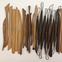 Lot of Wooden Clay Sculpting Tools, Mostly Japanese