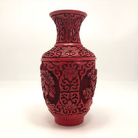 Chinese Cinnabar Small Vase with Brass Interior