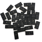 Nice Old Bone and Ebony Complete Double Six Dominoes in Original Slide Top Box