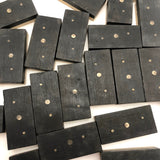 Nice Old Bone and Ebony Complete Double Six Dominoes in Original Slide Top Box