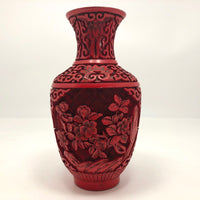 Chinese Cinnabar Small Vase with Brass Interior