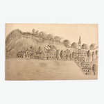 Sweet Naive 1880s Graphite Drawing of Hillside Village - 2 of 2