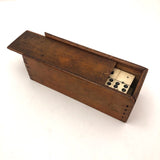Nice Old Bone and Ebony Complete Double Six Dominoes in Original Slide Top Box