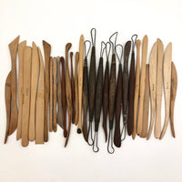 Lot of Wooden Clay Sculpting Tools, Mostly Japanese