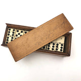 Nice Old Bone and Ebony Complete Double Six Dominoes in Original Slide Top Box