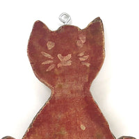 Wonderful Old Red Cat Wooden Cutout (Missing Hook Feet)