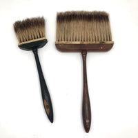 Gorgeous Old Badger Hair Brushes with Bone Ferrules and Turned Handles - A Pair