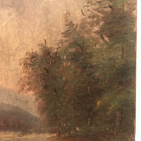 Atmospheric Small Antique Landscape on Wood Panel