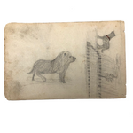 Willis Hutchinson 1883 Double-Sided Sketchbook Drawing: Dogs (Lion?), Church, Cows, Kite Fliers