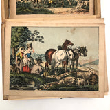 Lovely Antique Six Sided Litho Block Puzzle in Original Box, with Complete Set of Prints