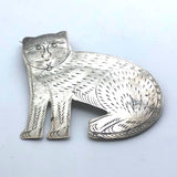 Silver Cat Pin with Great Face