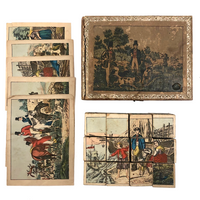 Lovely Antique Six Sided Litho Block Puzzle in Original Box, with Complete Set of Prints