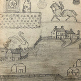 Willis Hutchinson 1883 Double-Sided Drawing: Swans, Clock,  Book, Washtub, Boy on Horse