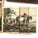 Lovely Antique Six Sided Litho Block Puzzle in Original Box, with Complete Set of Prints