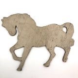 Wooden Horse Cutout with Chippy White Paint