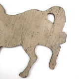 Wooden Horse Cutout with Chippy White Paint