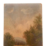 Atmospheric Small Antique Landscape on Wood Panel