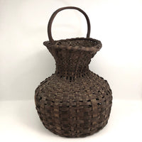 Unusual Antique New England Hourglass Shaped Dark Splint Basket
