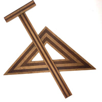 Gorgeous Antique Inlaid Hardwood T-Square and Drafting Triangle