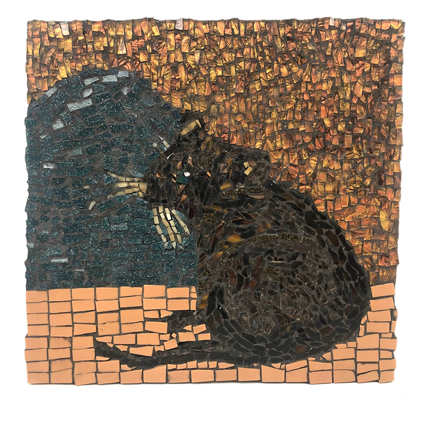 Vintage Folk Art Glass Mosaic Rat!