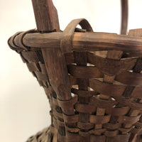 Unusual Antique New England Hourglass Shaped Dark Splint Basket