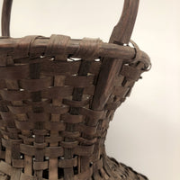 Unusual Antique New England Hourglass Shaped Dark Splint Basket