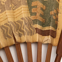 Japanese Signed Two-Sided Hand Fan with Abstract Patterns