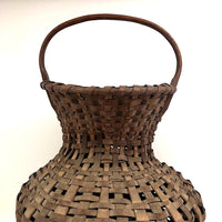 Unusual Antique New England Hourglass Shaped Dark Splint Basket