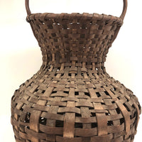 Unusual Antique New England Hourglass Shaped Dark Splint Basket