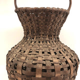 Unusual Antique New England Hourglass Shaped Dark Splint Basket