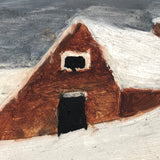 Quiet House in Snow, Oil on Board Painting