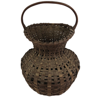 Unusual Antique New England Hourglass Shaped Dark Splint Basket