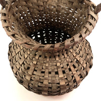Unusual Antique New England Hourglass Shaped Dark Splint Basket