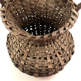 Unusual Antique New England Hourglass Shaped Dark Splint Basket