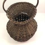 Unusual Antique New England Hourglass Shaped Dark Splint Basket
