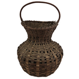 Unusual Antique New England Hourglass Shaped Dark Splint Basket