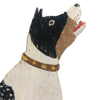 Fabulous Large Painted Wood Folk Art Dog (with custom stand)