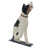 Fabulous Large Painted Wood Folk Art Dog (with custom stand)