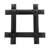 Shiny Black Old Chip Carved Tramp Art Frame, with Glass