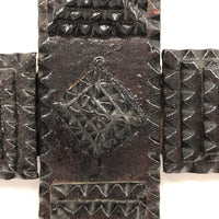 Shiny Black Old Chip Carved Tramp Art Frame, with Glass