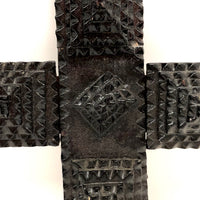Shiny Black Old Chip Carved Tramp Art Frame, with Glass