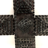 Shiny Black Old Chip Carved Tramp Art Frame, with Glass