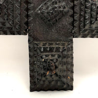 Shiny Black Old Chip Carved Tramp Art Frame, with Glass