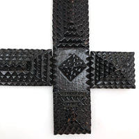Shiny Black Old Chip Carved Tramp Art Frame, with Glass